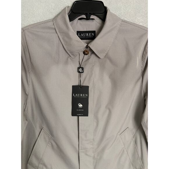 Lauren Ralph Lauren Men's 40 Short Raincoat Stanza Cream Brown Houndstooth NEW - Picture 2 of 11